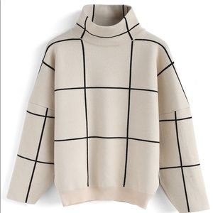 Grid Turtleneck Sweater - NWT